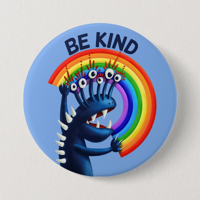 Be Kind Rainbow Cute Kindness Button (Front)