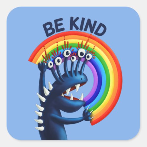 Be Kind Rainbow Cute Kindness Square Sticker