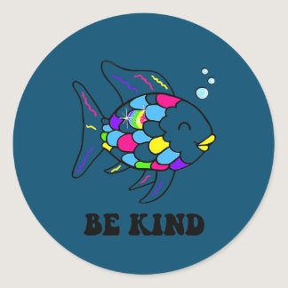 Be Kind Rainbow Fish Teacher Life Teaching Back Classic Round Sticker