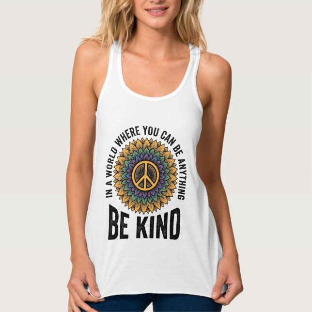Be Kind Rainbow Flower Peace Vintage Shirt Design_ (Front)