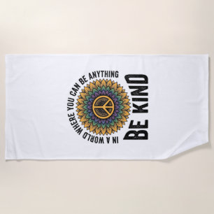 Be Kind Rainbow Flower Peace Vintage Shirt Design_ Beach Towel