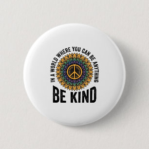 Be Kind Rainbow Flower Peace Vintage Shirt Design_ Button