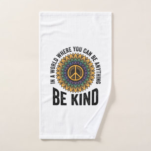 Be Kind Rainbow Flower Peace Vintage Shirt Design_ Hand Towel
