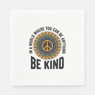 Be Kind Rainbow Flower Peace Vintage Shirt Design_ Napkins