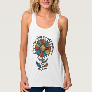 Be Kind Rainbow Flower Vintage Engraving Shirt_1 Tank Top