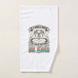 Be Kind Rainbow Heart Hands Vintage Shirt Design_1 Hand Towel