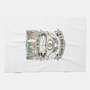 Be Kind Rainbow Heart Hands Vintage Shirt Design_1 Kitchen Towel