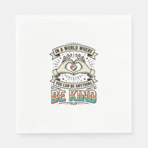 Be Kind Rainbow Heart Hands Vintage Shirt Design_1 Napkins
