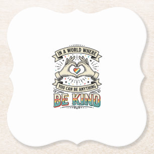 Be Kind Rainbow Heart Hands Vintage Shirt Design_1 Paper Coaster