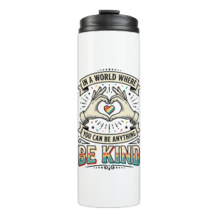 Be Kind Rainbow Heart Hands Vintage Shirt Design_1 Thermal Tumbler