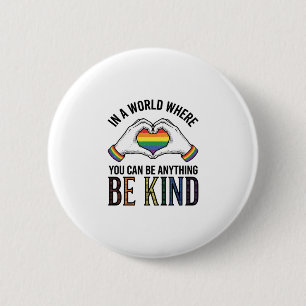 Be Kind Rainbow Heart Hands Vintage Vector Design_ Button