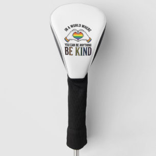 Be Kind Rainbow Heart Hands Vintage Vector Design_ Golf Head Cover