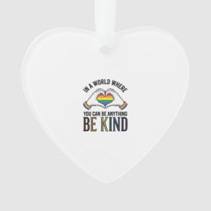 Be Kind Rainbow Heart Hands Vintage Vector Design_ Ornament