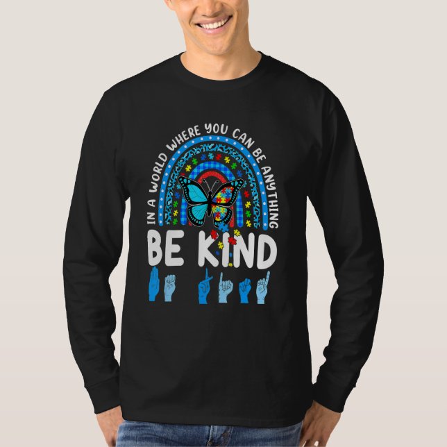 Be Kind Rainbow Kindness Blue Autism Awareness Sup T-Shirt (Front)
