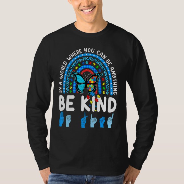 Be Kind Rainbow Kindness Blue Autism Awareness Sup T-Shirt (Front)