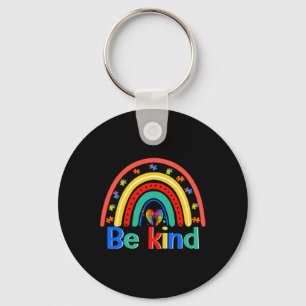 Be Kind Rainbow Kindness Inspirational Autism Awar Keychain