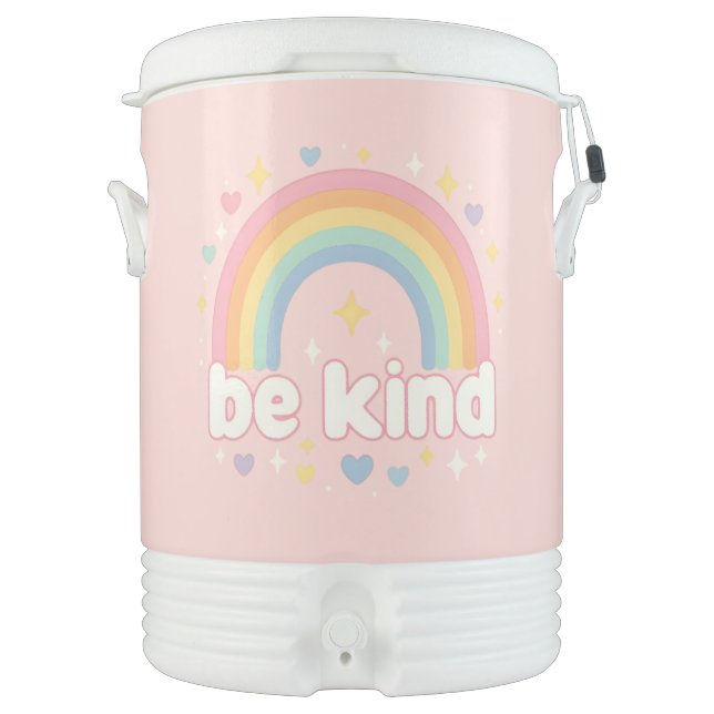 Be Kind – Rainbow Pastel Positivity Beverage Cooler (Front)