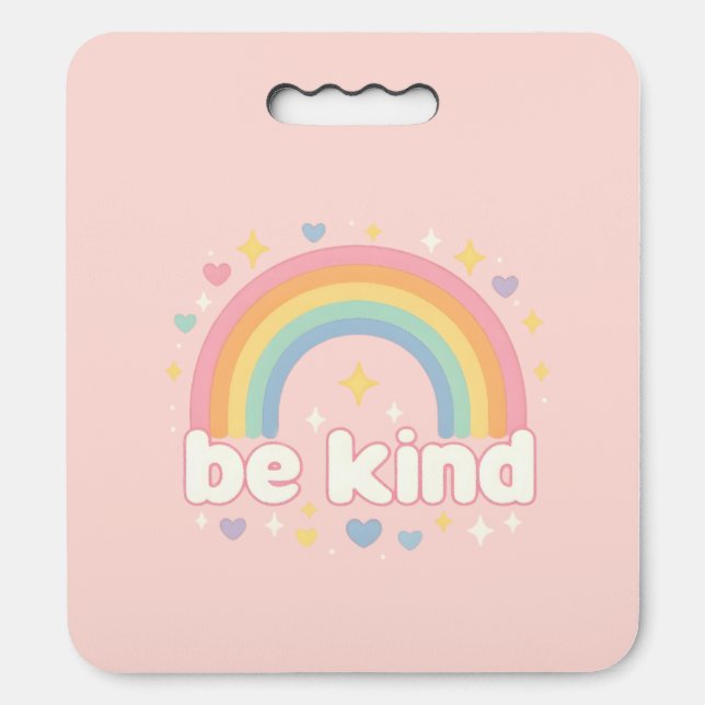 Be Kind – Rainbow Pastel Positivity Seat Cushion (Front Vertical)