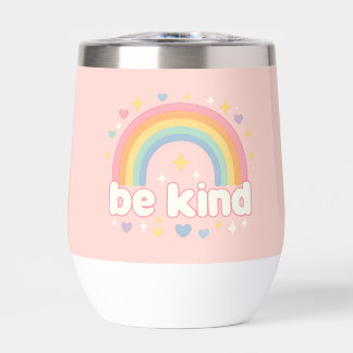Be Kind – Rainbow Pastel Positivity Thermal Wine Tumbler