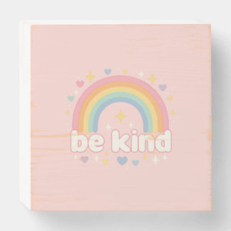 Be Kind – Rainbow Pastel Positivity Wooden Box Sign