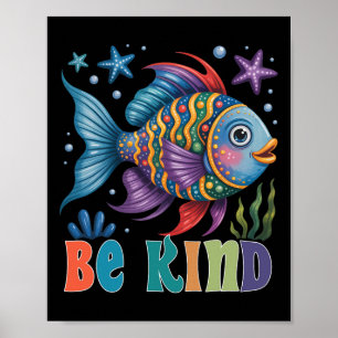 Be Kind Rainbow Scale Fish Teacher Reading Book To Poster