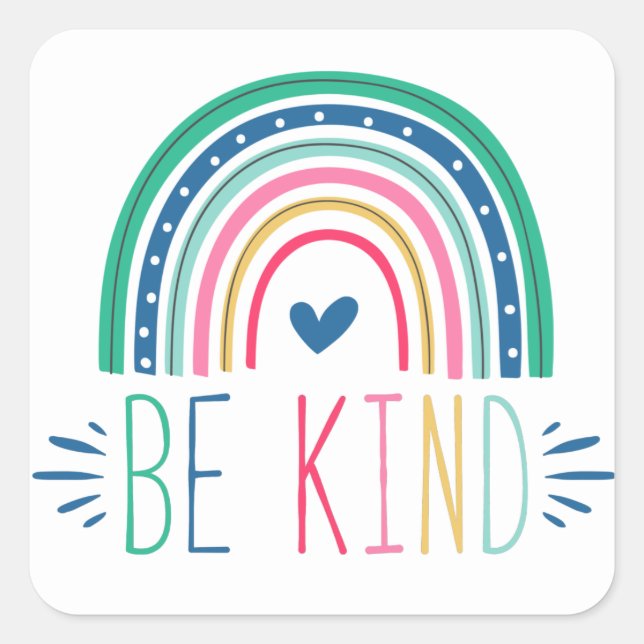 Be Kind Rainbow Square Sticker (Front)