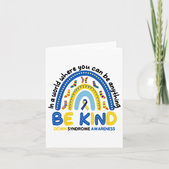 Be Kind Rainbow World Down Syndrome Awareness 1  Card (Front)