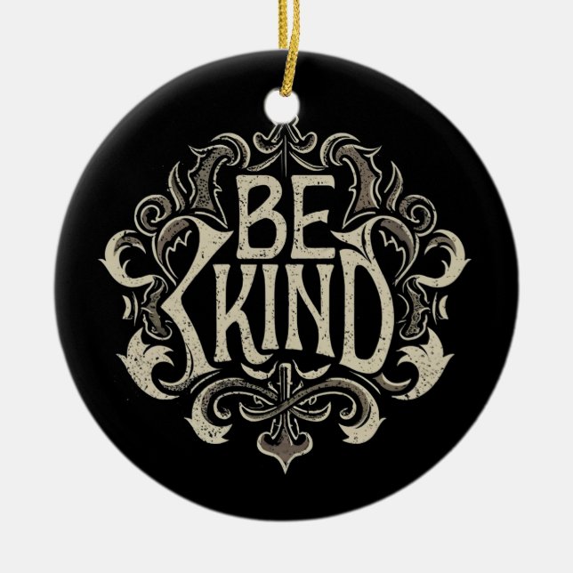 Be Kind Retro Ceramic Ornament (Front)