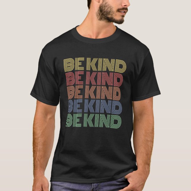 Be Kind Retro Graphic Printed  Casual Teacher  Tee (Front)