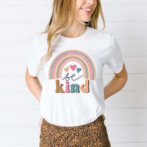 Be Kind Retro Rainbow Positivity Quote T_Shirt