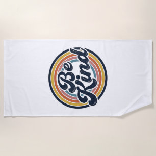 Be Kind Retro Rainbow Vintage Shirt Design_1 Beach Towel