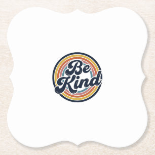 Be Kind Retro Rainbow Vintage Shirt Design_1 Paper Coaster