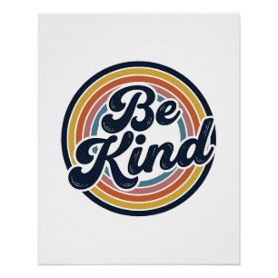 Be Kind Retro Rainbow Vintage Shirt Design_1 Poster