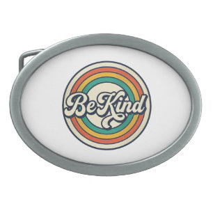 Be Kind Retro Rainbow Vintage Shirt Design_2 Belt Buckle