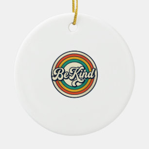 Be Kind Retro Rainbow Vintage Shirt Design_2 Ceramic Ornament