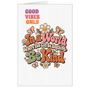 Be Kind Retro Vintage Floral Big Greeting Card