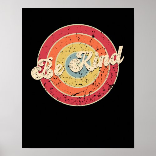 Be kind retro vintage rainbow kindness poster