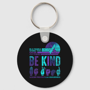 Be Kind Retro Vintage Suicide Prevention Awareness Keychain