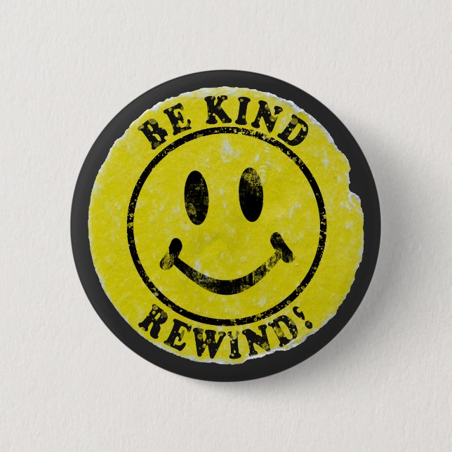 Be Kind Rewind Retro Video Rental Sticker Button (Front)