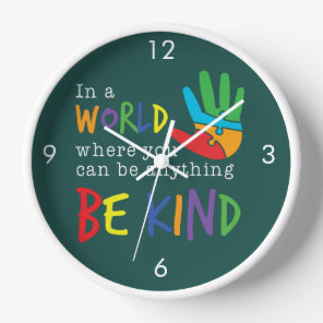 Be Kind School Teacher Classroom Clock