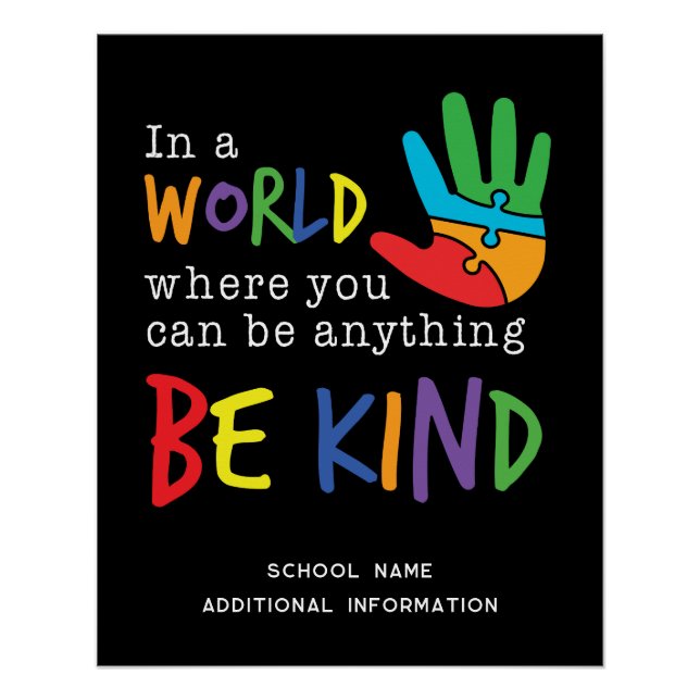  Be Kind School Teacher Classroom Poster (Front)
