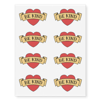 Be Kind Scroll Banner Heart Temporary Tattoos