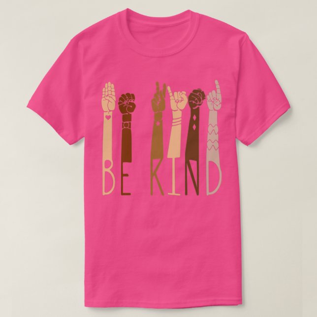 Be Kind Sign Language Be Kind Rainbow T-Shirt (Design Front)