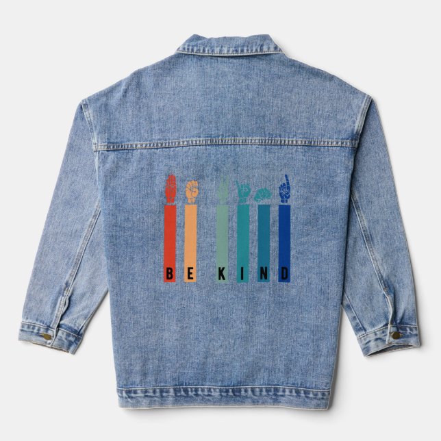 Be Kind Sign Language  Denim Jacket (Back)