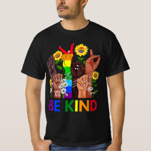 Be Kind Sign Language Hand Talking LGBTQ Gay Les P T-Shirt