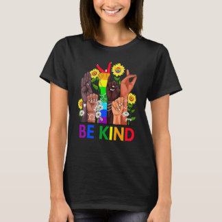 Be Kind Sign Language Hand Talking Lgbtq Gay Les P T-Shirt