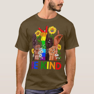 Be Kind Sign Language Hand Talking LGBTQ Gay Les P T-Shirt