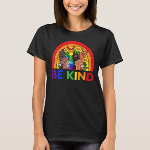 Be Kind Sign Language Hand Talking Lgbtq Gay Les  T_Shirt