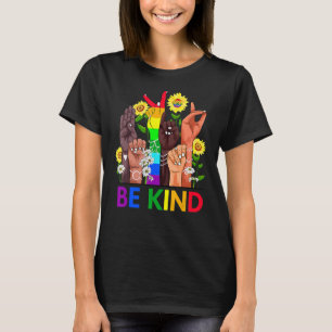 Be Kind Sign Language Hand Talking Lgbtq+ Gay Les T-Shirt
