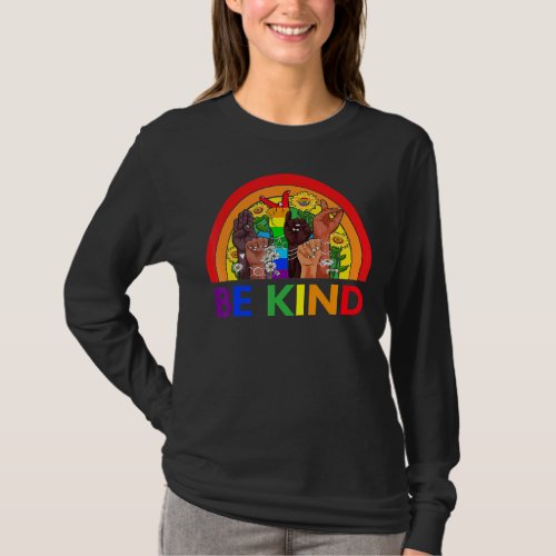 Be Kind Sign Language Hand Talking Lgbtq Gay Les  T_Shirt